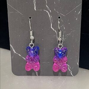 Vibrant Purple and Pink Bear Earrings